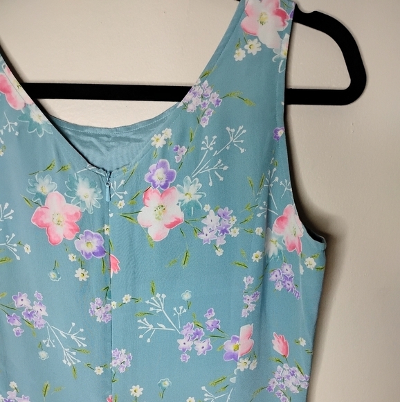 VTG Laura Ashley 90s Silk Maxi Dress 8 Pastel Floral Cottagecore Romantic Garden - Picture 6 of 7